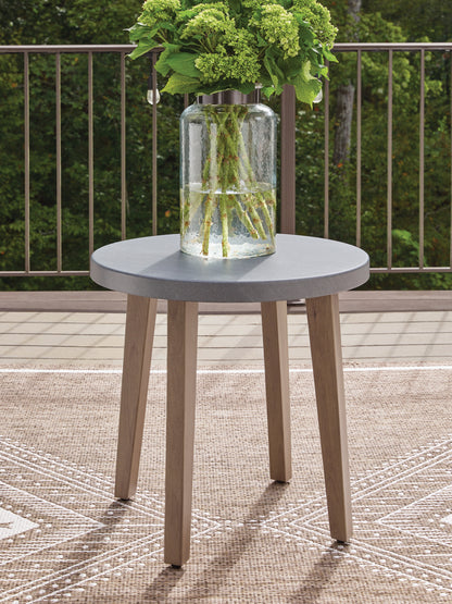 Bradenton Furniture Outlet - Ashley Furniture - Harmony Headlands Outdoor - Round End Table / Natural/Gray - PCP428-706