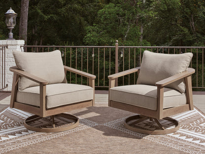 Bradenton Furniture Outlet - Ashley Furniture - Harmony Headlands Outdoor - Swivel Lounge w/ Cushion / Natural/Gray - PCP428-821