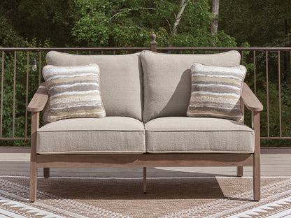 Bradenton Furniture Outlet - Ashley Furniture - Harmony Headlands Outdoor - Loveseat w/Cushion / Natural/Gray - PCP428-835