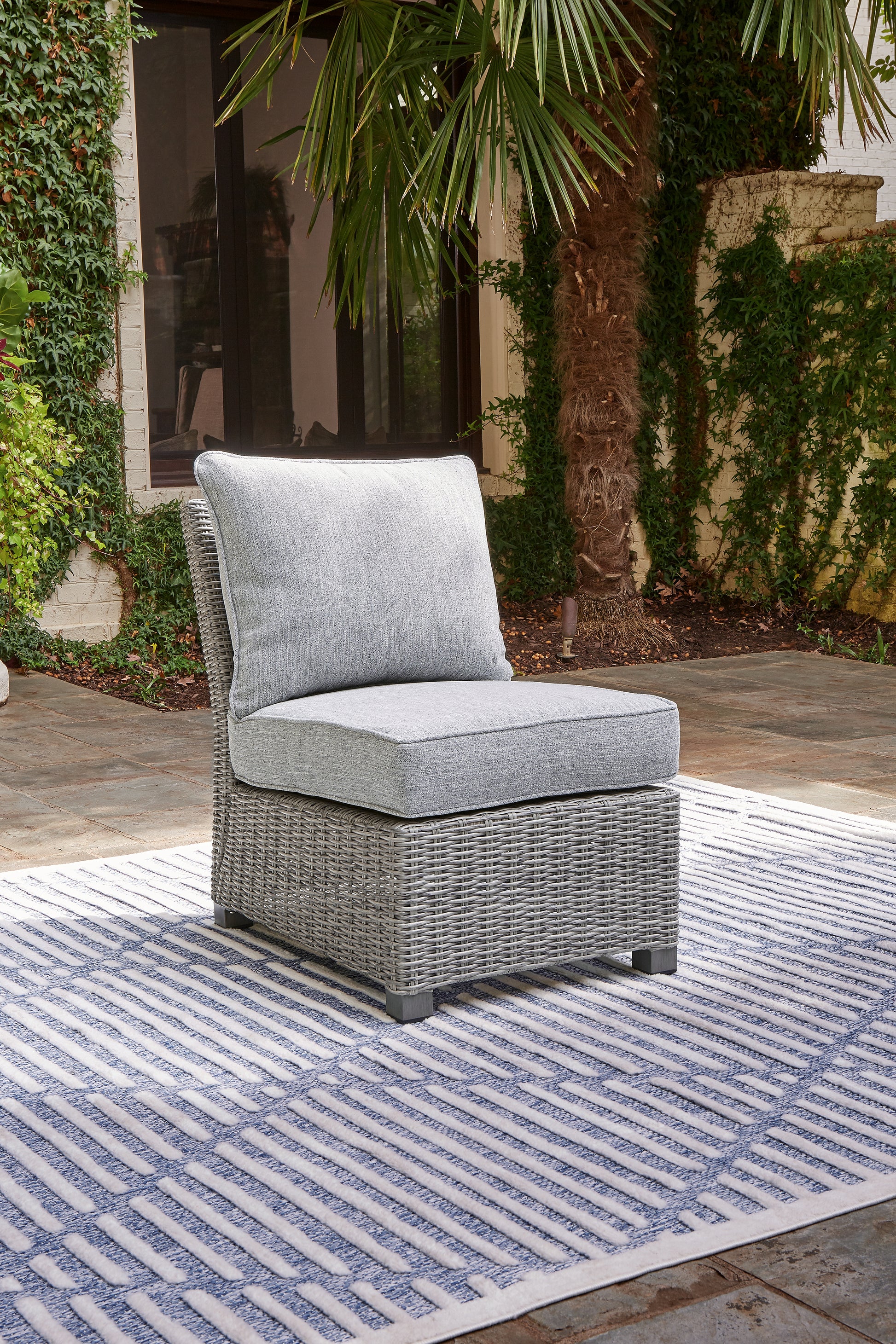 Bradenton Furniture Outlet - Ashley Furniture - Naples Beach Outdoor - Armless Chair w/Cushion (1/CN) / Light Gray - P439-846