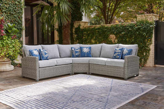 Bradenton Furniture Outlet - Ashley Furniture - Naples Beach Outdoor - RAF/LAF Loveseat w/CUSH (Set of 2) / Light Gray - P439-854