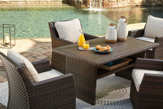 Bradenton Furniture Outlet - Ashley Furniture - Easy Isle Outdoor - RECT Multi-Use Table / Dark Brown/Beige - P455-625