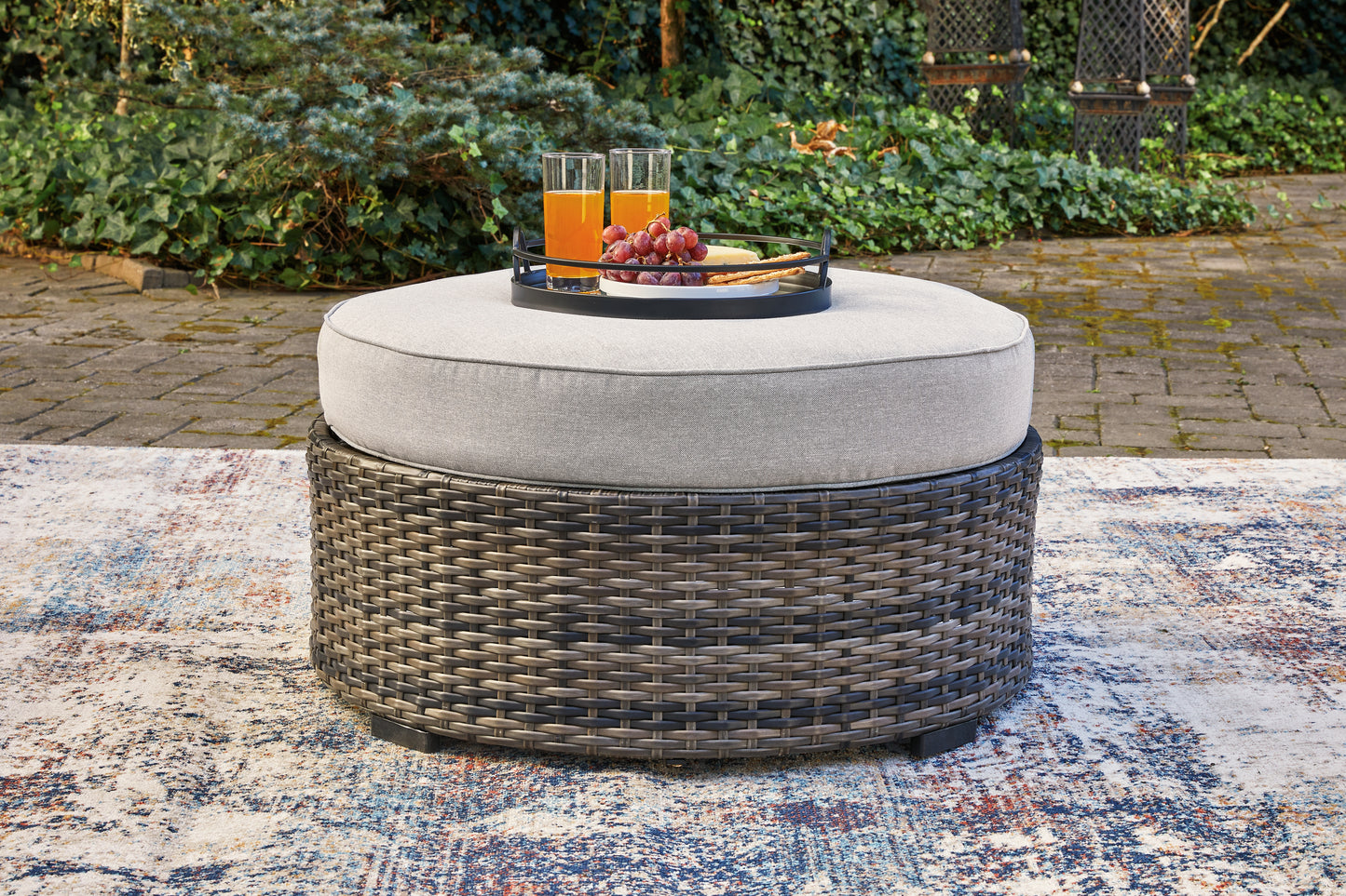 Bradenton Furniture Outlet - Ashley Furniture - Harbor Court Outdoor - Ottoman with Cushion / Gray - P459-814