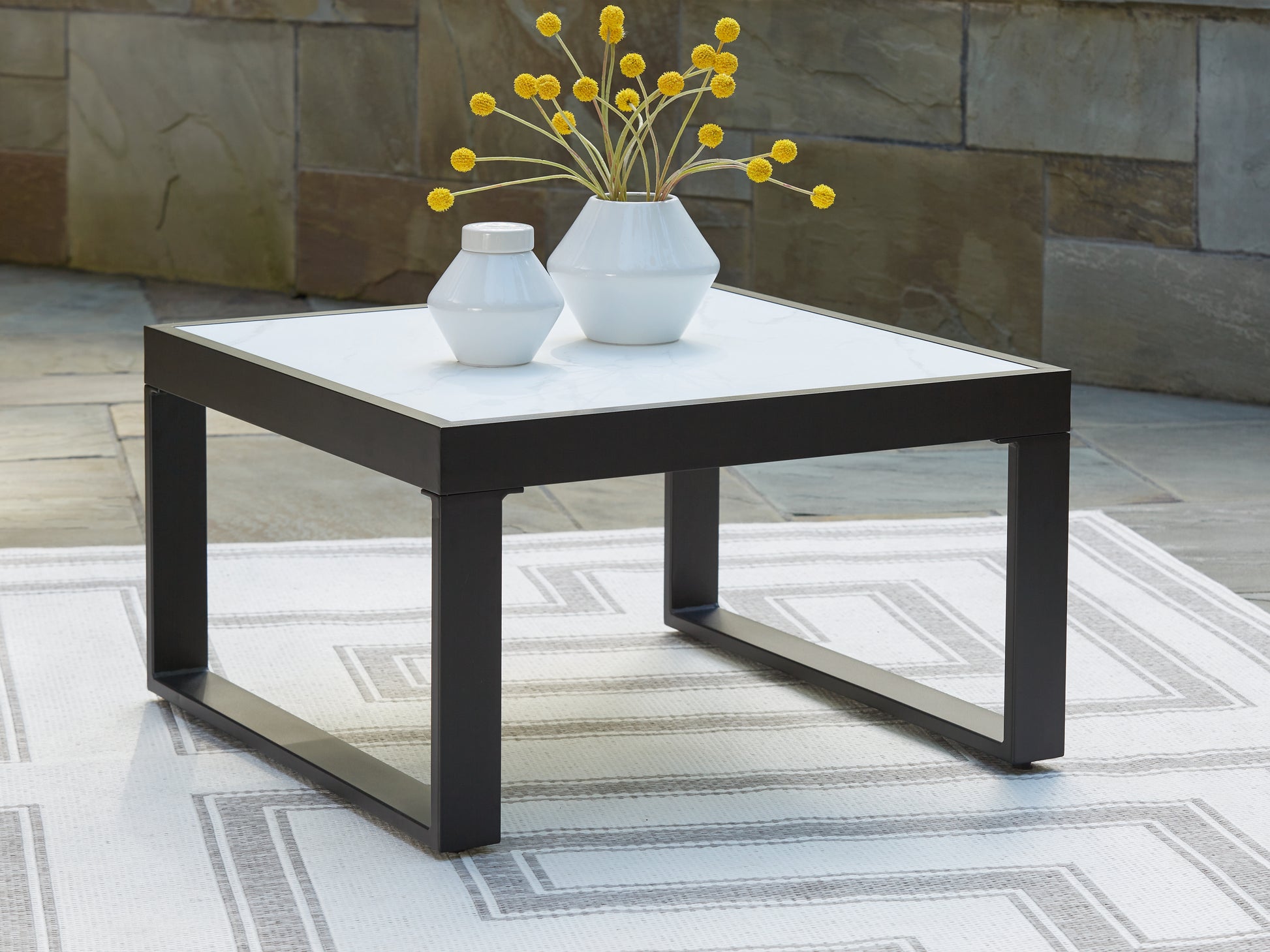 Bradenton Furniture Outlet - Ashley Furniture - Beachloft Outdoor - Square Cocktail Table / Black/Gray - P490-708