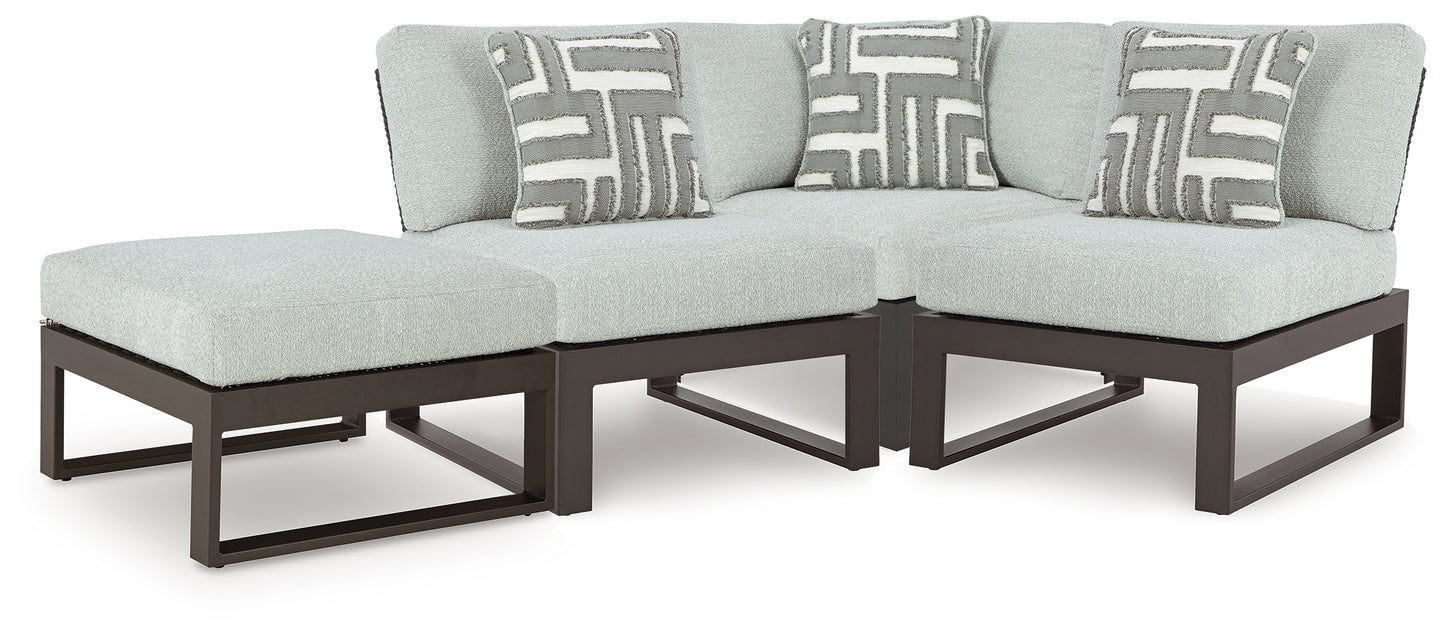 Bradenton Furniture Outlet - Ashley Furniture - Beachloft Outdoor - 4-Piece Outdoor Sectional / Black/Gray - P490P7