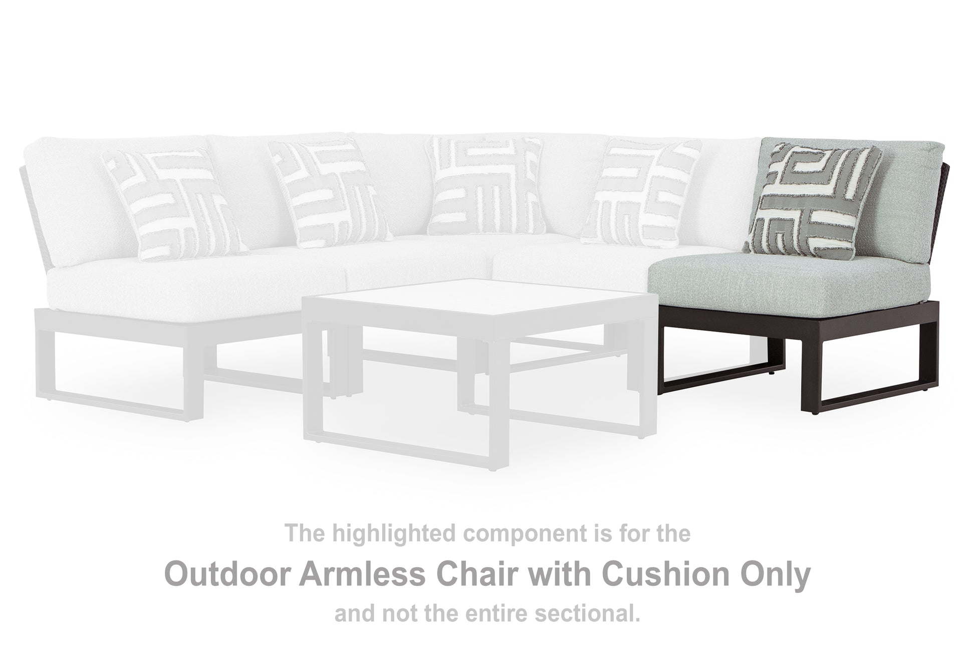 Bradenton Furniture Outlet - Ashley Furniture - Beachloft Outdoor - Armless Chair w/Cushion / Black/Gray - P490-846