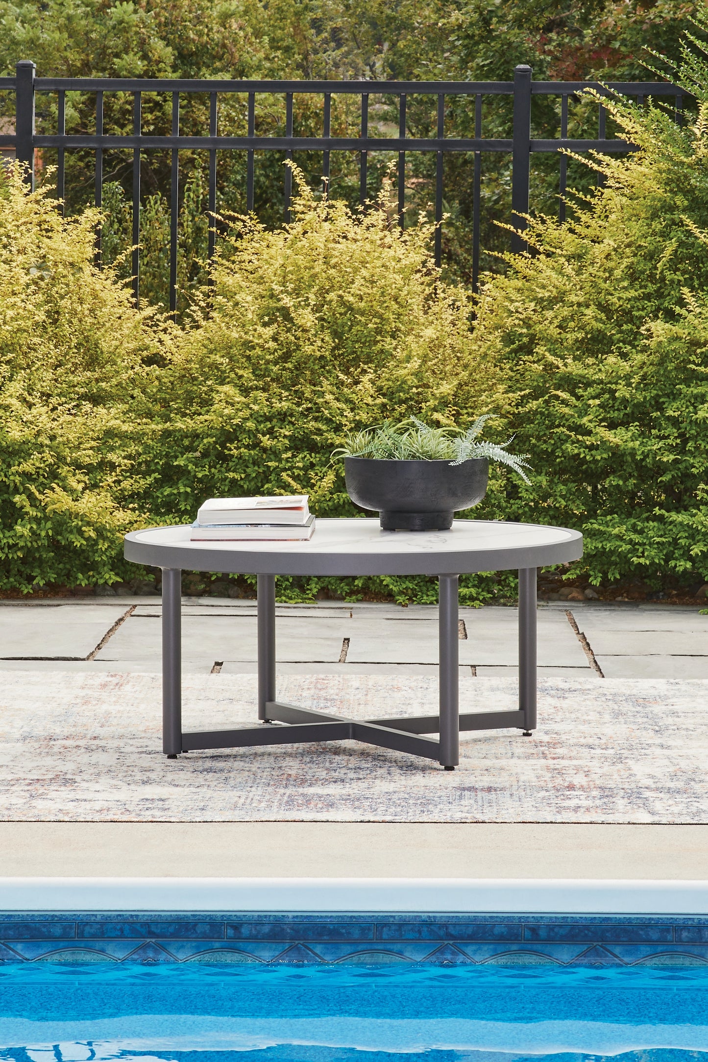 Bradenton Furniture Outlet - Ashley Furniture - Ocean Beach Outdoor - Round Cocktail Table / Gray - PCP510-708