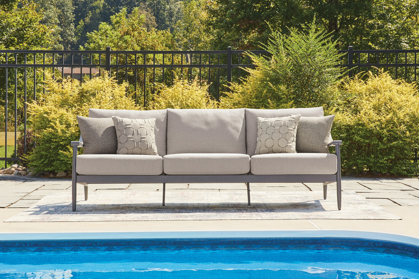Bradenton Furniture Outlet - Ashley Furniture - Ocean Beach Outdoor - Sofa with Cushion / Gray - PCP510-838