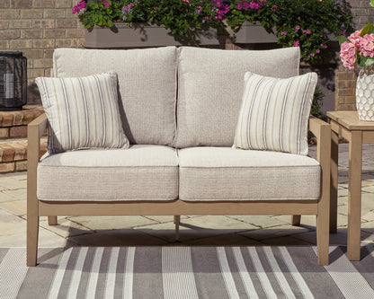 Bradenton Furniture Outlet - Ashley Furniture - Hallow Creek Outdoor - Loveseat w/Cushion / Driftwood - P560-835