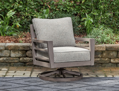 Bradenton Furniture Outlet - Ashley Furniture - Hillside Barn Outdoor - Swivel Lounge w/ Cushion / Gray/Brown - P564-821