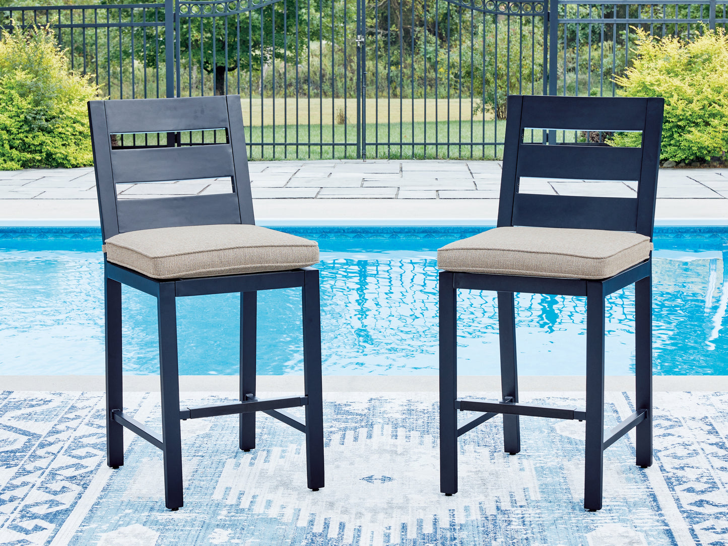 Bradenton Furniture Outlet - Ashley Furniture - East Beach Outdoor - Barstool (Set of 2) / Navy Blue - PCP587-124