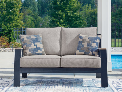 Bradenton Furniture Outlet - Ashley Furniture - East Beach Outdoor - Loveseat w/Cushion / Navy Blue/Driftwood - PCP587-835