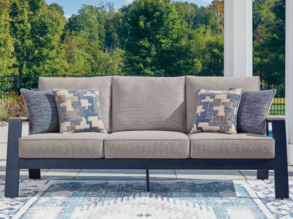Bradenton Furniture Outlet - Ashley Furniture - East Beach Outdoor - Sofa with Cushion / Navy Blue/Driftwood - PCP587-838