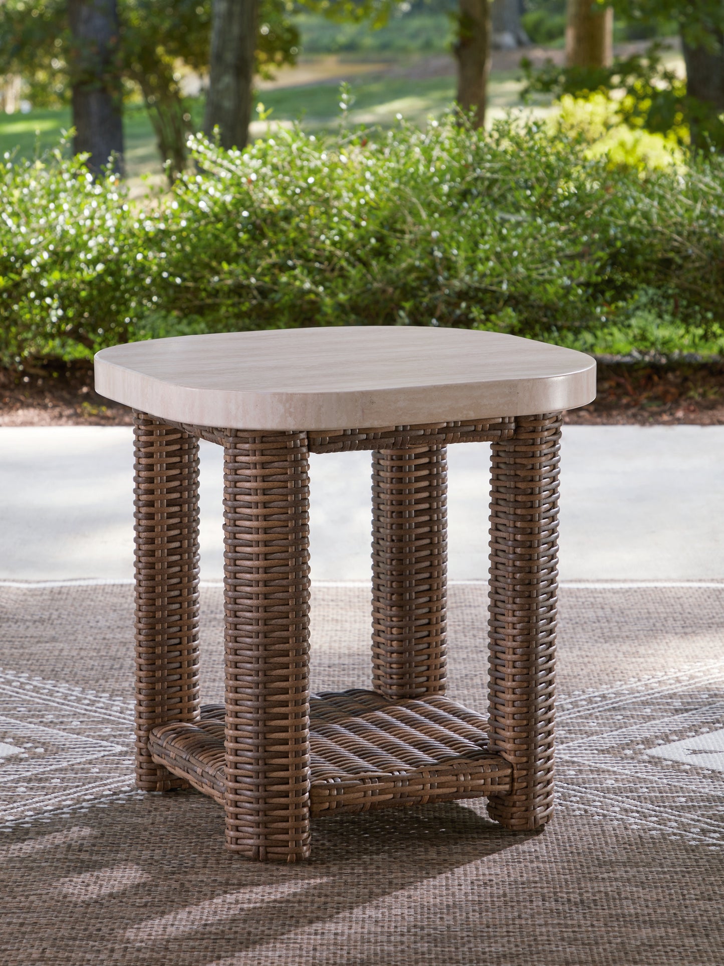 Bradenton Furniture Outlet - Ashley Furniture - Dolan Creek Outdoor - Square End Table / Beige/Brown - PCP610-702