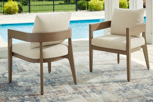 Bradenton Furniture Outlet - Ashley Furniture - Serene Bay Outdoor - Arm Chair With Cushion (Set of 2) / Dark Brown/White - P671-601A