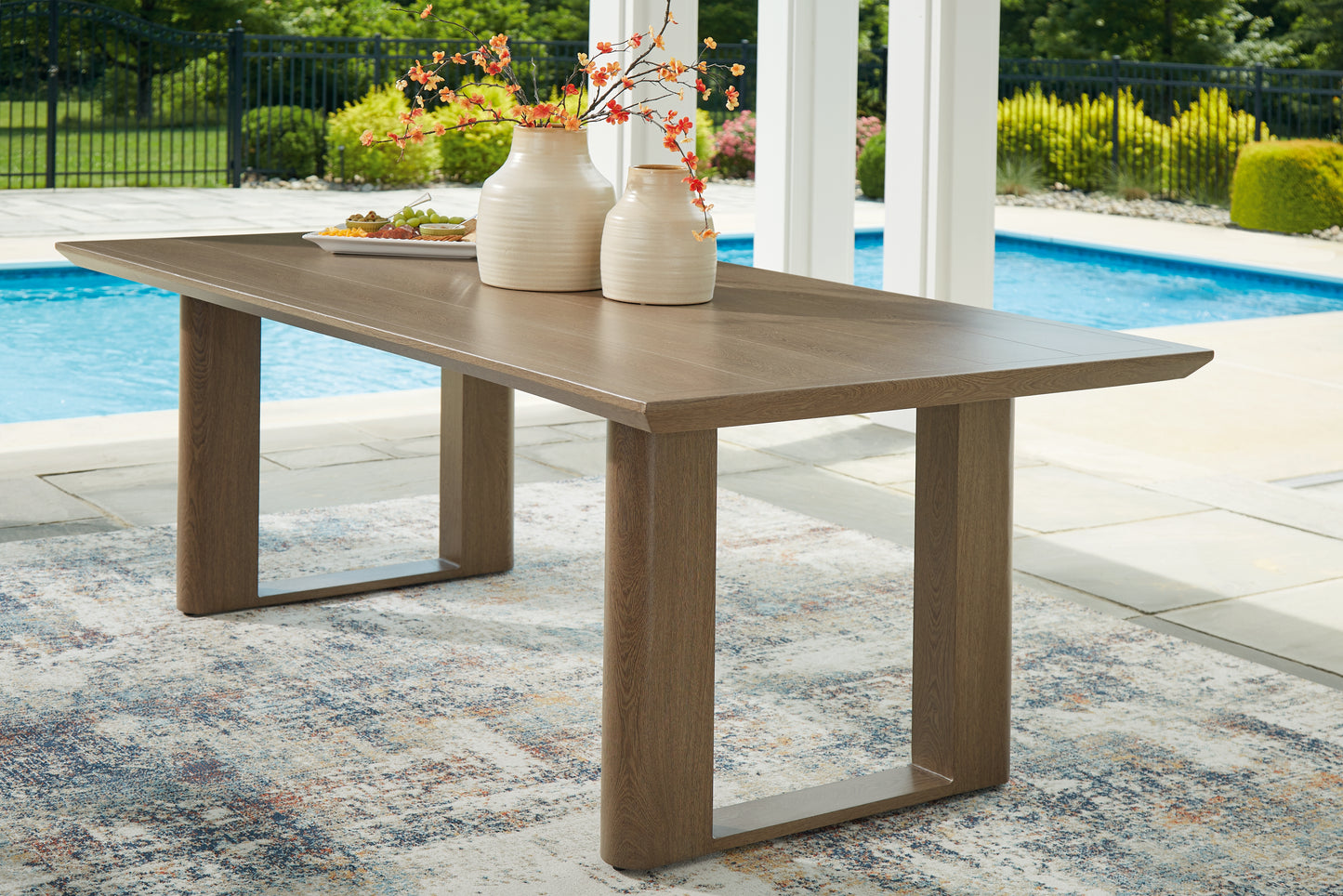 Bradenton Furniture Outlet - Ashley Furniture - Serene Bay Outdoor - RECT Dining Table w/UMB OPT / Dark Brown - P671-625