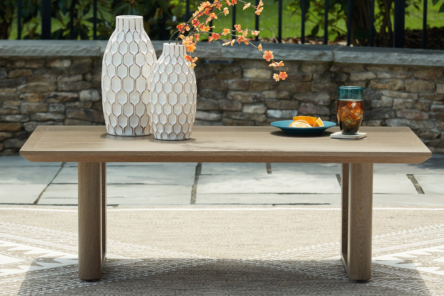 Bradenton Furniture Outlet - Ashley Furniture - Serene Bay Outdoor - Rectangular Cocktail Table / Dark Brown - P671-701