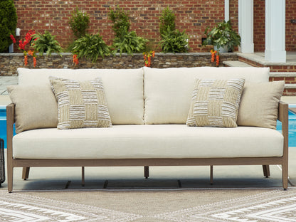Bradenton Furniture Outlet - Ashley Furniture - Serene Bay Outdoor - Sofa with Cushion / Dark Brown/White - P671-838