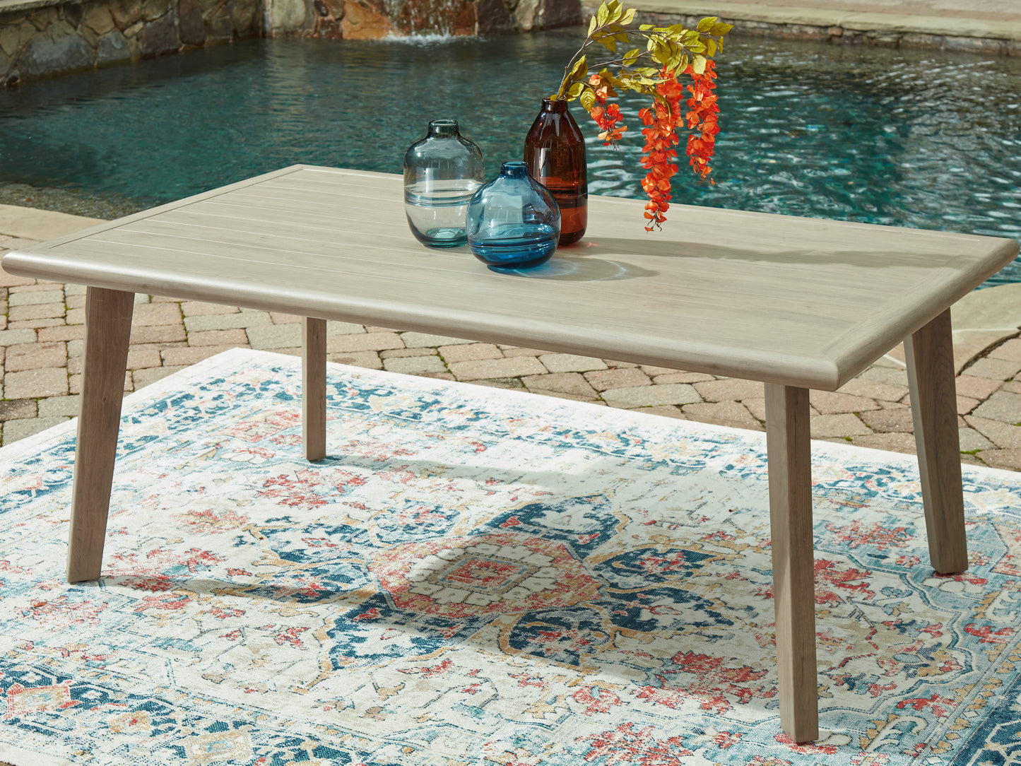 Bradenton Furniture Outlet - Ashley Furniture - Cliff Trails Outdoor - RECT Dining Table w/UMB OPT / Beige - PCP690-625