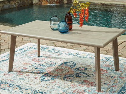 Bradenton Furniture Outlet - Ashley Furniture - Cliff Trails Outdoor - RECT Dining Table w/UMB OPT / Beige - PCP690-625