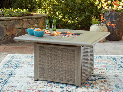 Bradenton Furniture Outlet - Ashley Furniture - Cliff Trails Outdoor - Square Fire Pit Table / Beige - PCP690-772