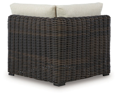 Bradenton Furniture Outlet - Ashley Furniture - Kimora Outdoor - Corner with Cushion / Beige/Dark Brown - P711-877