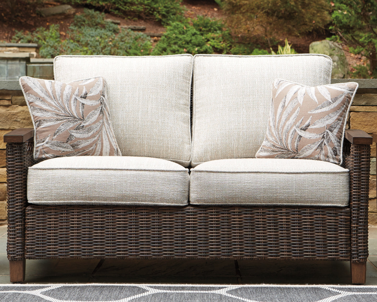 Bradenton Furniture Outlet - Ashley Furniture - Paradise Trail Outdoor - Loveseat w/Cushion / Medium Brown - P750-835