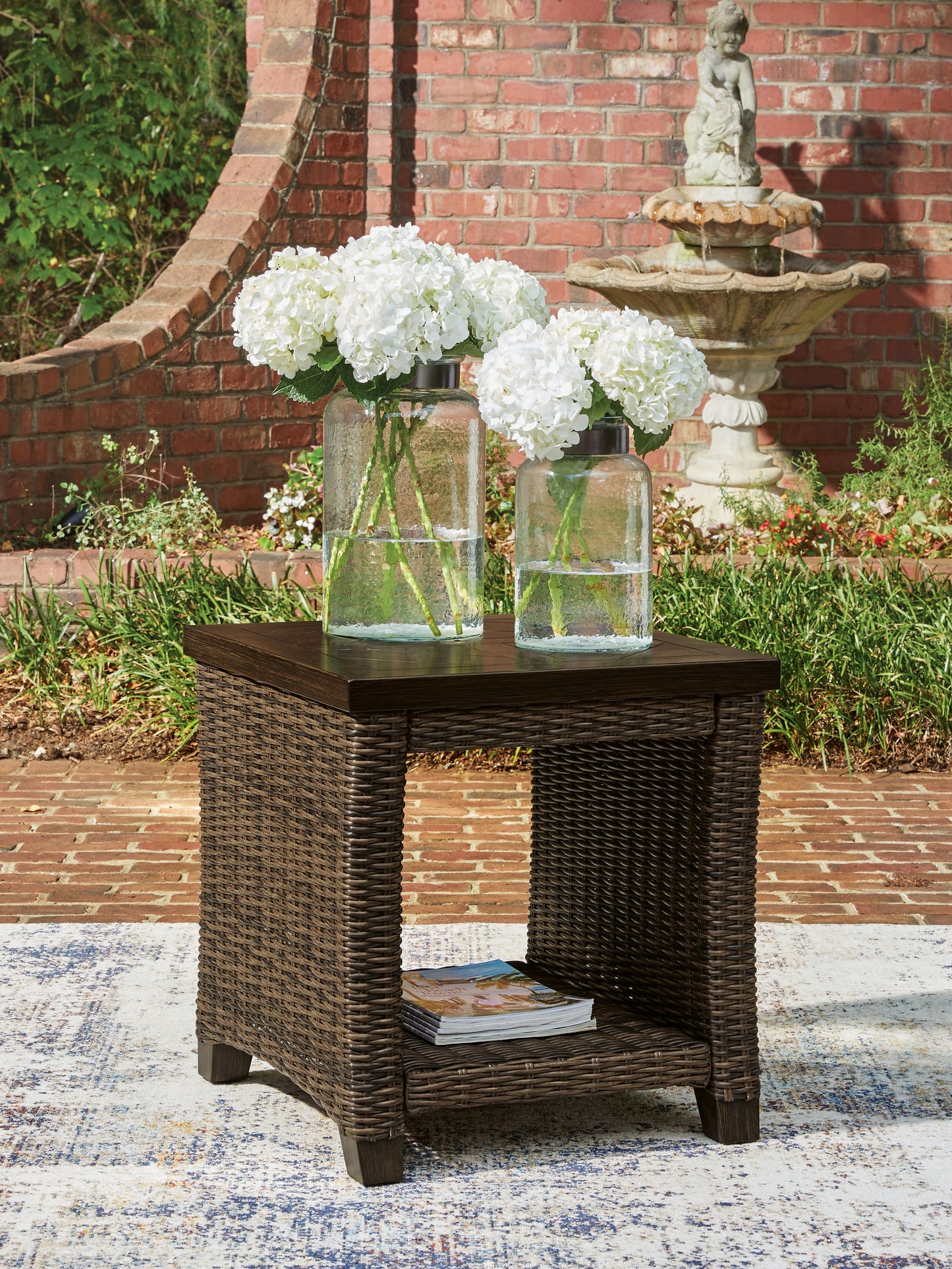 Bradenton Furniture Outlet - Ashley Furniture - Monterey Point Outdoor - Square End Table / Dark Brown - PCP760-702