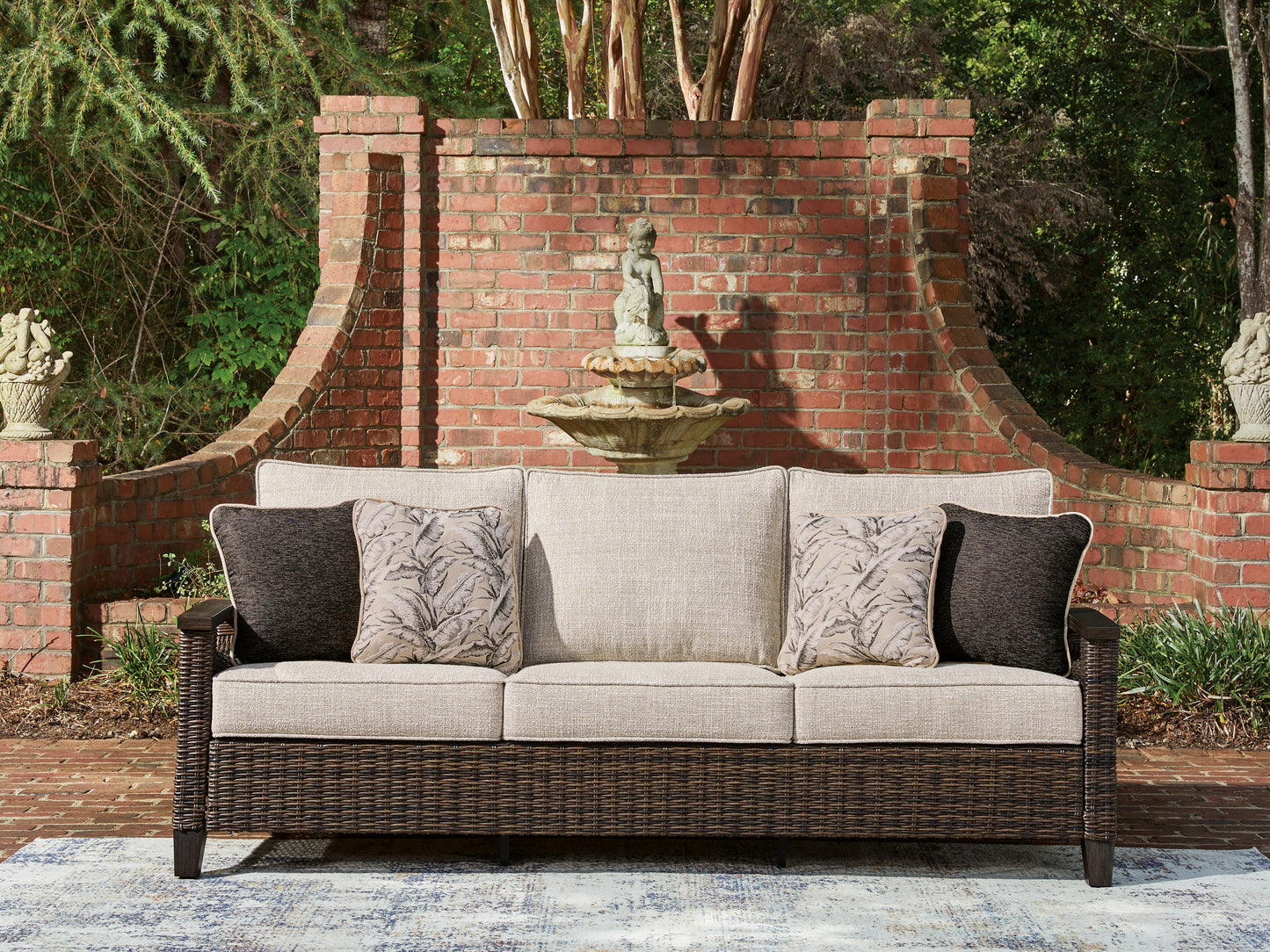Bradenton Furniture Outlet - Ashley Furniture - Monterey Point Outdoor - Sofa with Cushion / Dark Brown - PCP760-838