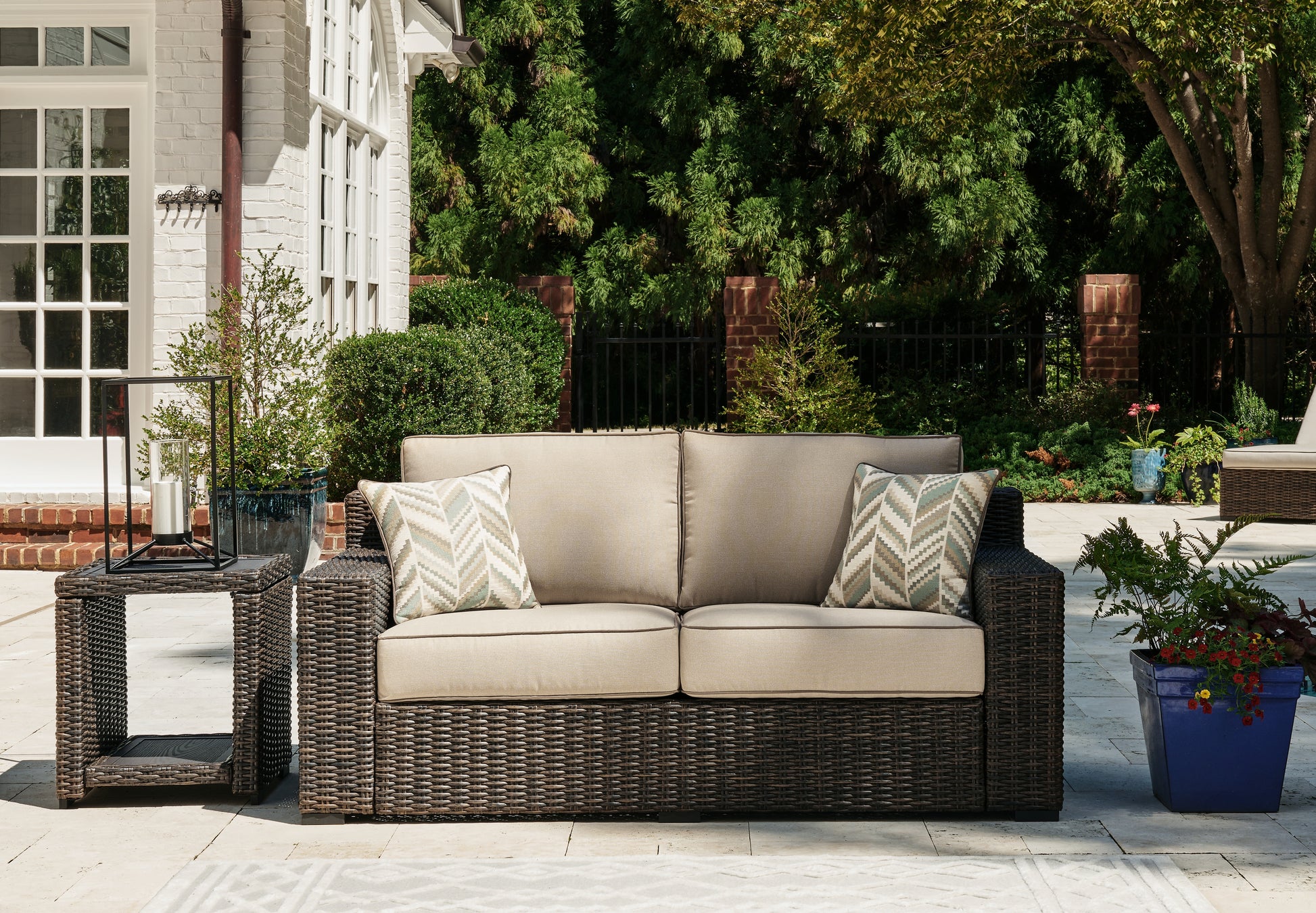 Bradenton Furniture Outlet - Ashley Furniture - Coastline Bay Outdoor - Loveseat w/Cushion / Brown - P784-835