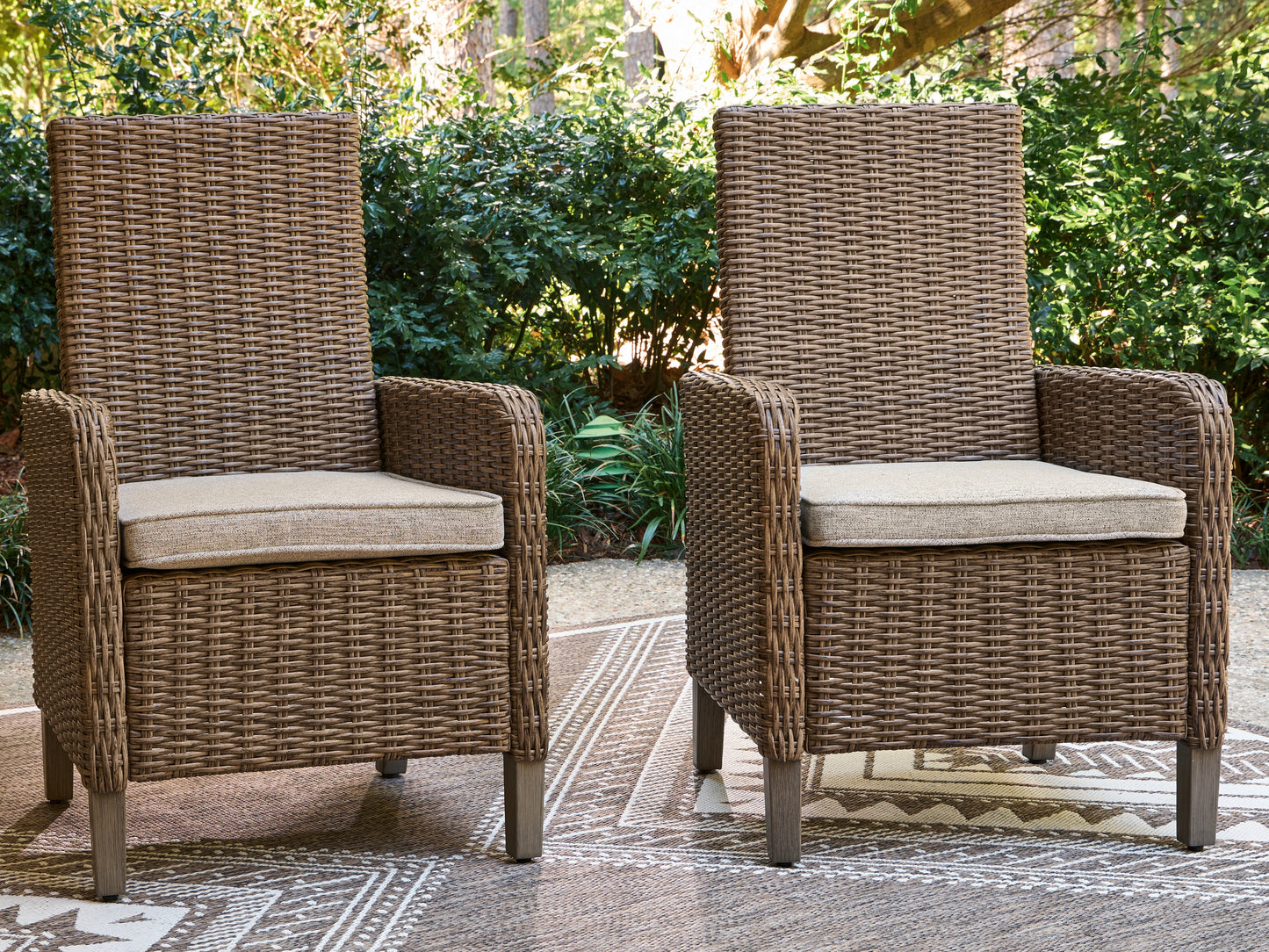 Bradenton Furniture Outlet - Ashley Furniture - Laguna Heights Outdoor - Arm Chair With Cushion (Set of 2) / Beige - PCP790-601A