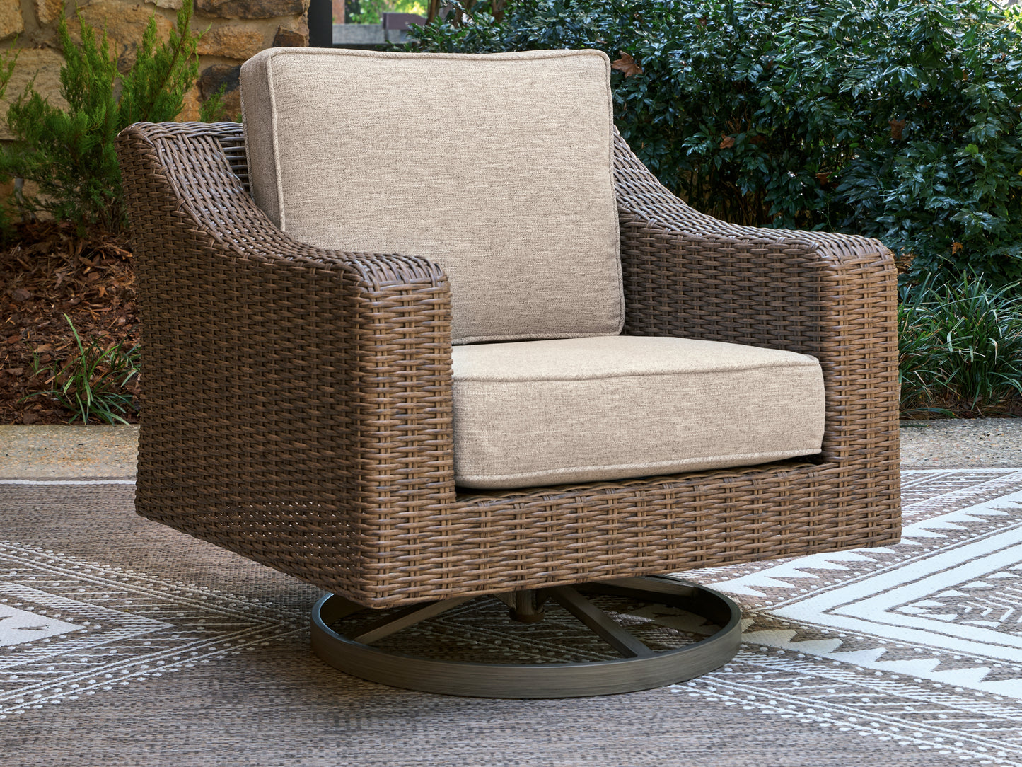 Bradenton Furniture Outlet - Ashley Furniture - Laguna Heights Outdoor - Swivel Lounge w/ Cushion / Beige - PCP790-821