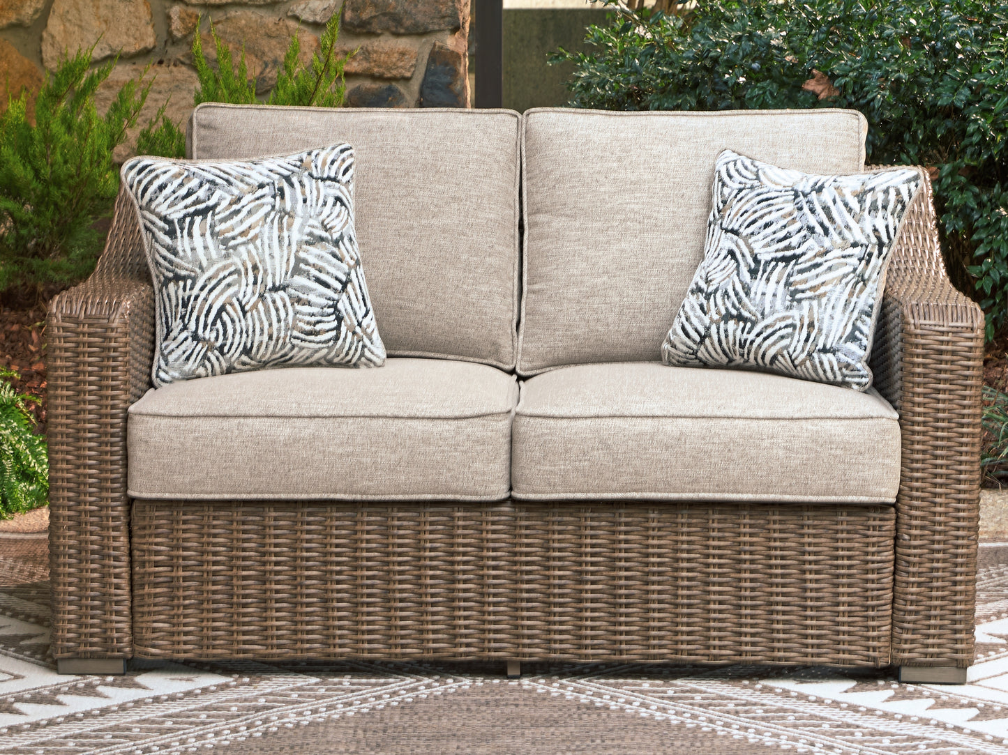 Bradenton Furniture Outlet - Ashley Furniture - Laguna Heights Outdoor - Loveseat w/Cushion / Beige - PCP790-835
