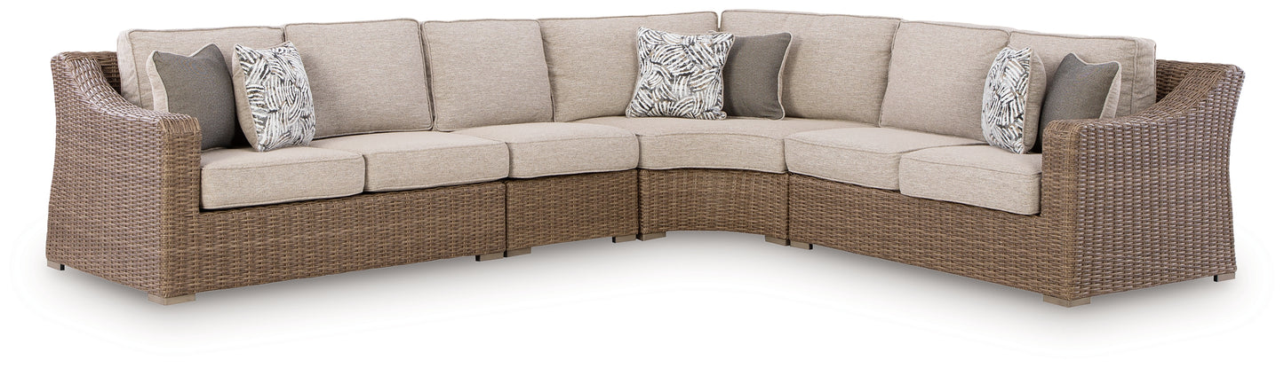 Bradenton Furniture Outlet - Ashley Furniture - Laguna Heights Outdoor - 4-Piece Outdoor Sectional / Beige - PCP790P2