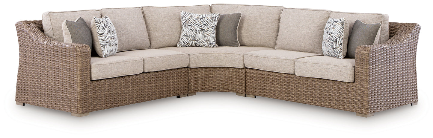 Bradenton Furniture Outlet - Ashley Furniture - Laguna Heights Outdoor - 3-Piece Outdoor Sectional / Beige - PCP790P1