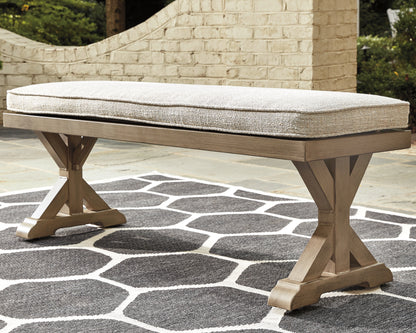 Bradenton Furniture Outlet - Ashley Furniture - Beachcroft Outdoor - Bench with Cushion / Beige - P791-600