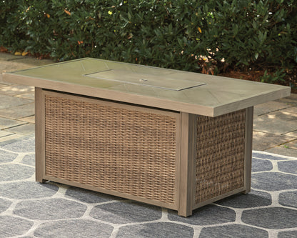Bradenton Furniture Outlet - Ashley Furniture - Beachcroft Outdoor - Rectangular Fire Pit Table / Beige - P791-773