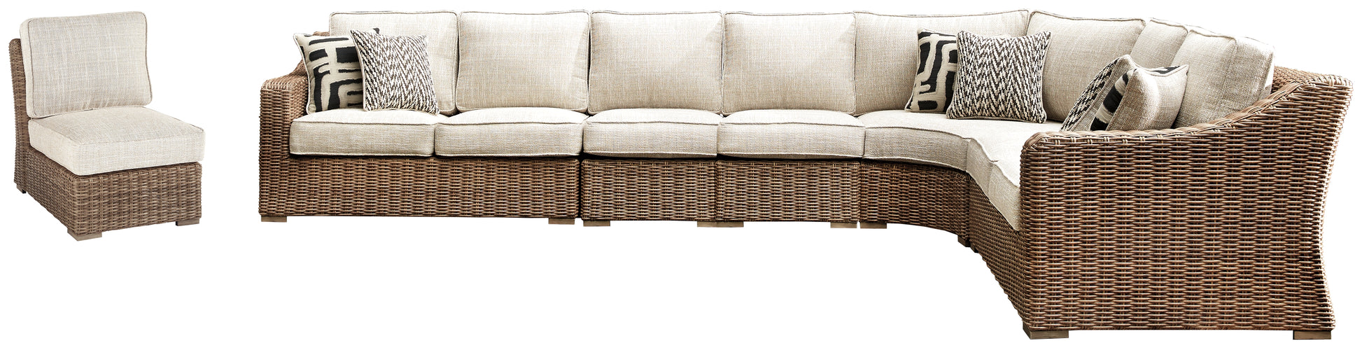 Bradenton Furniture Outlet - Ashley Furniture - Beachcroft Outdoor - 6-Piece Outdoor Seating Set / Beige - P791P11