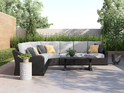 Bradenton Furniture Outlet - Ashley Furniture - Beachcroft Outdoor - 5-Piece Outdoor Sectional / Black/Light Gray - P792P6