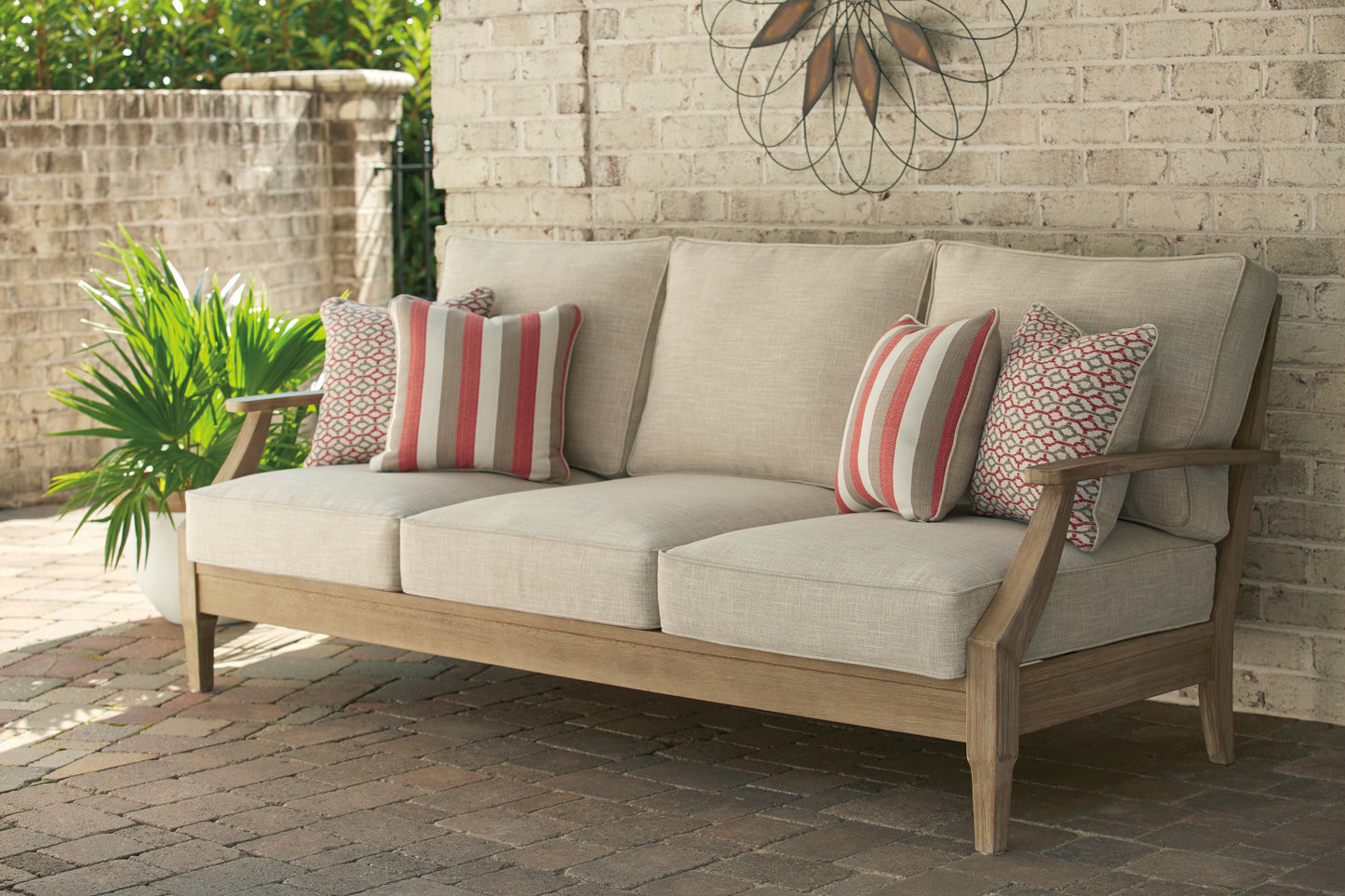 Bradenton Furniture Outlet - Ashley Furniture - Clare View Outdoor - Sofa with Cushion / Beige - P801-838