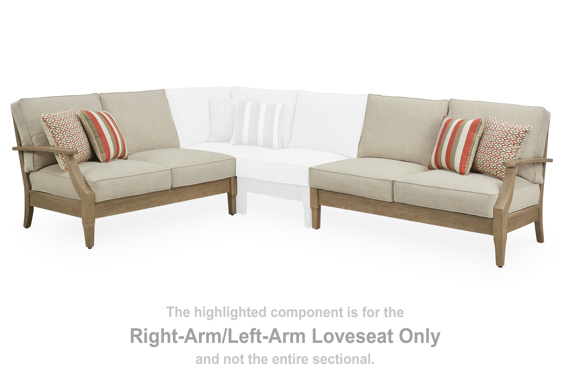 Bradenton Furniture Outlet - Ashley Furniture - Clare View Outdoor - RAF/LAF Loveseat w/CUSH (Set of 2) / Beige - P801-854