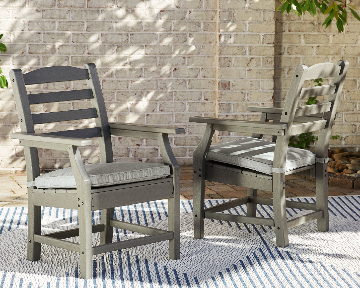 Bradenton Furniture Outlet - Ashley Furniture - Visola Outdoor - Arm Chair With Cushion (Set of 2) / Gray - P802-601A