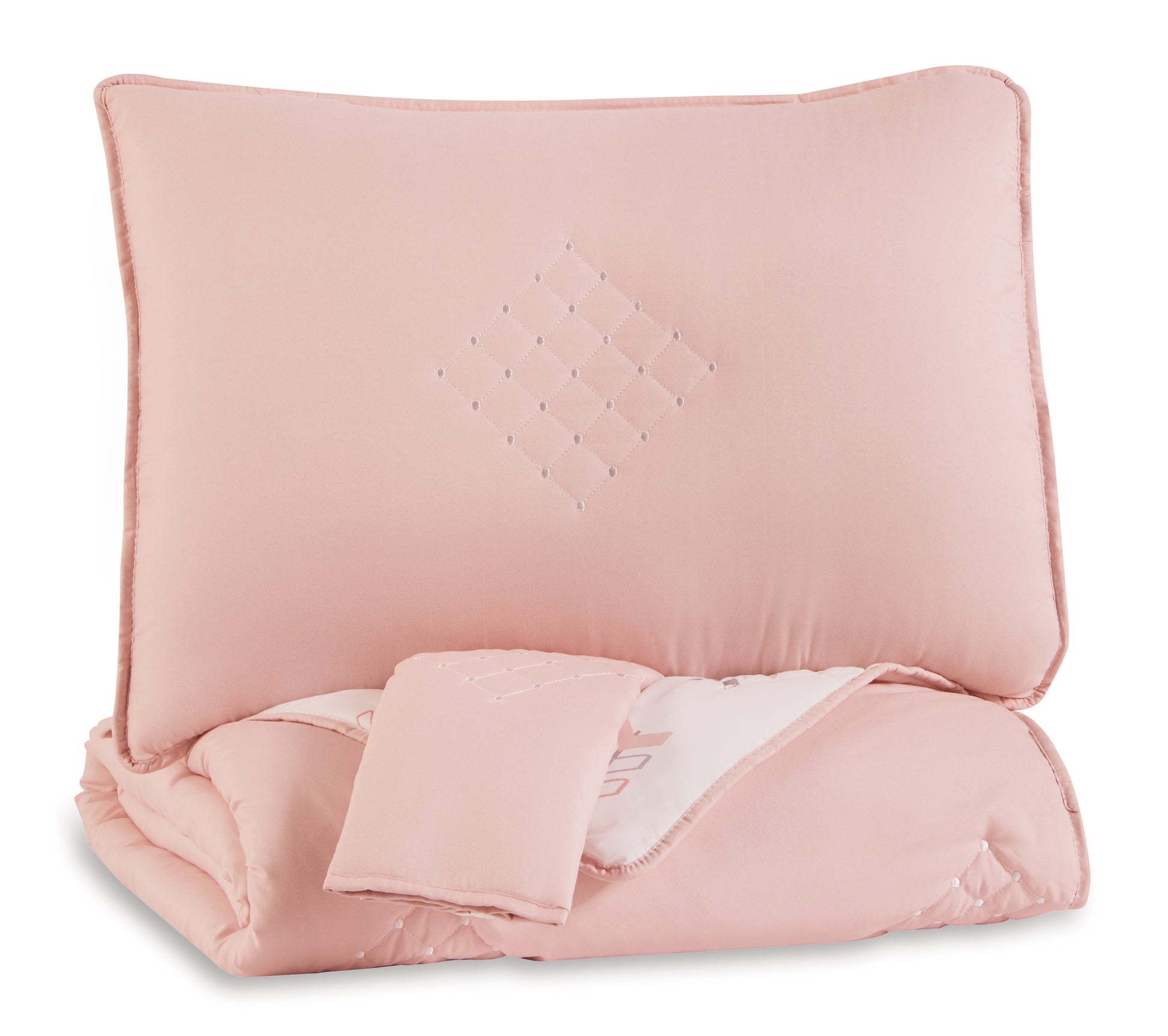 Bradenton Furniture Outlet - Ashley Furniture - Lexann Full Comforter Set - Full Comforter Set / Pink/White/Gray - Q901003F