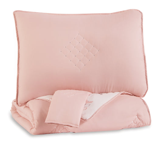 Bradenton Furniture Outlet - Ashley Furniture - Lexann Full Comforter Set - Full Comforter Set / Pink/White/Gray - Q901003F