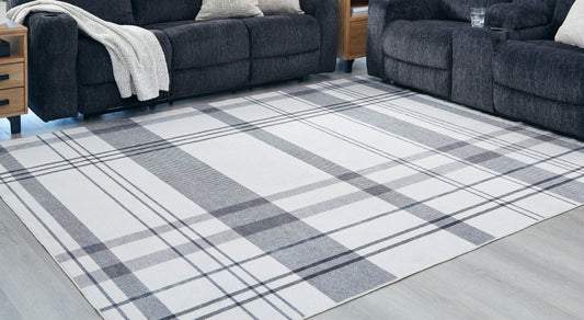 Bradenton Furniture Outlet - Ashley Furniture - Kaidlow Rug - 7'7" x 9'8" Washable Rug / Gray/Cream - R405911