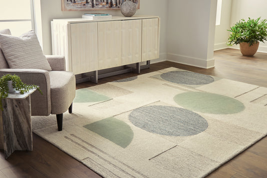 Bradenton Furniture Outlet - Ashley Furniture - Dallane Rug - 5' x 7' Rug / Linen/Blue/Green - R406352