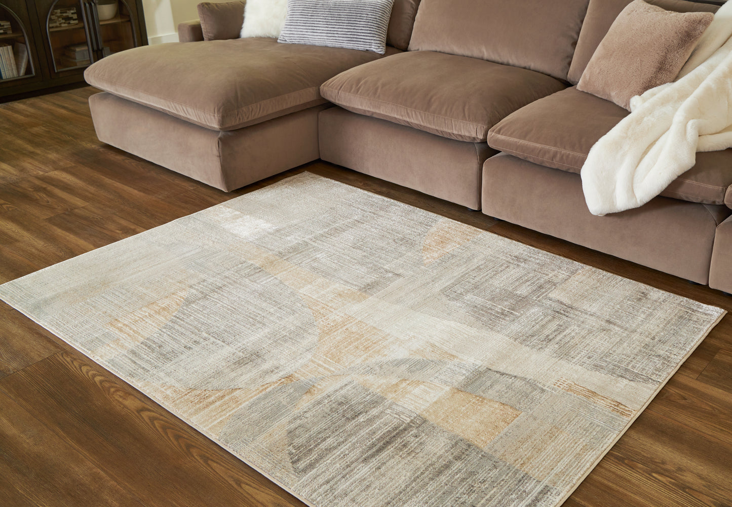Bradenton Furniture Outlet - Ashley Furniture - Truward Rug - 5' x 7' Rug / Linen/Gray/Caramel - R406472