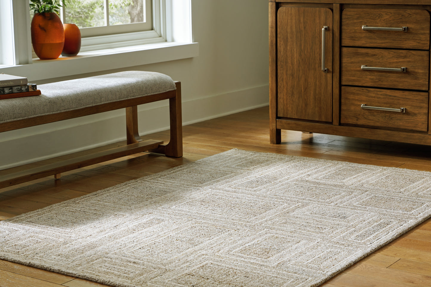 Bradenton Furniture Outlet - Ashley Furniture - Brickburgh Rug - 5' x 7' Rug / Gray/Ivory/Honey - R406902