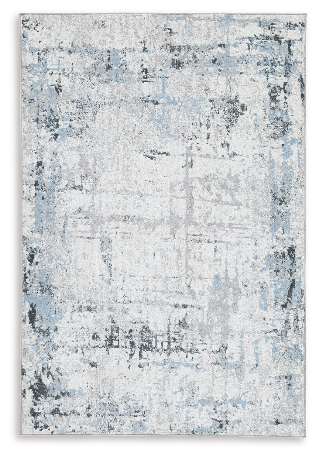 Bradenton Furniture Outlet - Ashley Furniture - Emertonly Rug - 5' x 7' Washable Rug / Blue/White/Gray - R406982