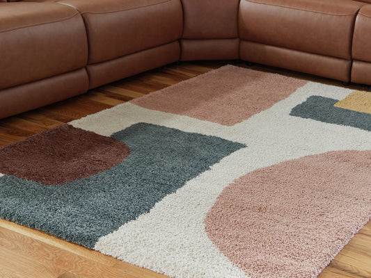 Bradenton Furniture Outlet - Ashley Furniture - Flynnwick Rug - 5' x 7' Rug / Cream/Pink/Gray - R407182